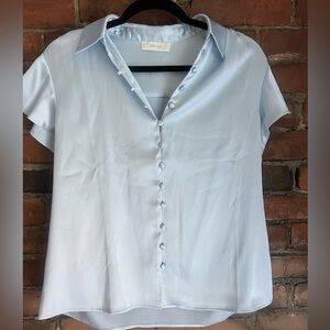 BRIT.NY beautiful light blue silk top. Size M.